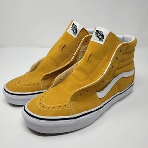 Vans Sk8-Hi Sneaker Unisex M8/W9.5 Yellow White Suede Lace Up Skateboard Shoes